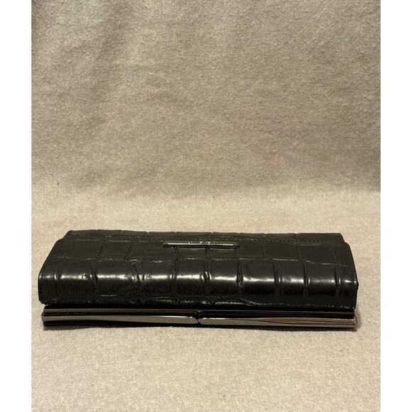 Jones New York Black Italian Leather Croc Print Wallet Never Used - Picture 3 of 10